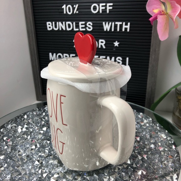 NEW Rae Dunn LOVE BUG Mug with heart topper - Picture 3 of 7